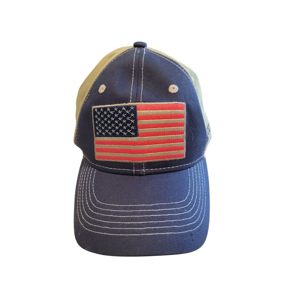 NWT Veteran Ducks Unlimited American Flag Hat Tan Navy One Size
